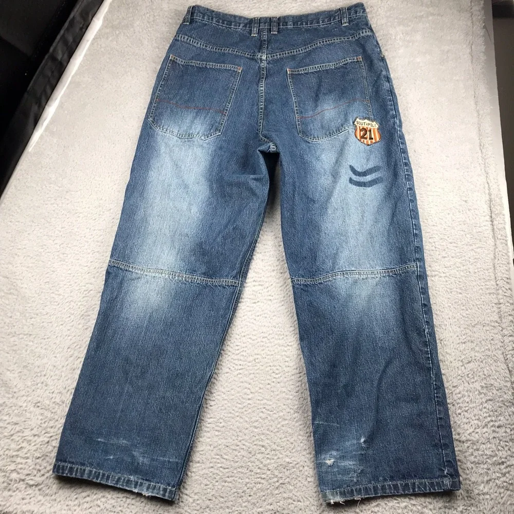 Vtg Southpole Jeans Mens 40 (39x32) Baggy Patches Distressed Y2K Hip Hop Skater